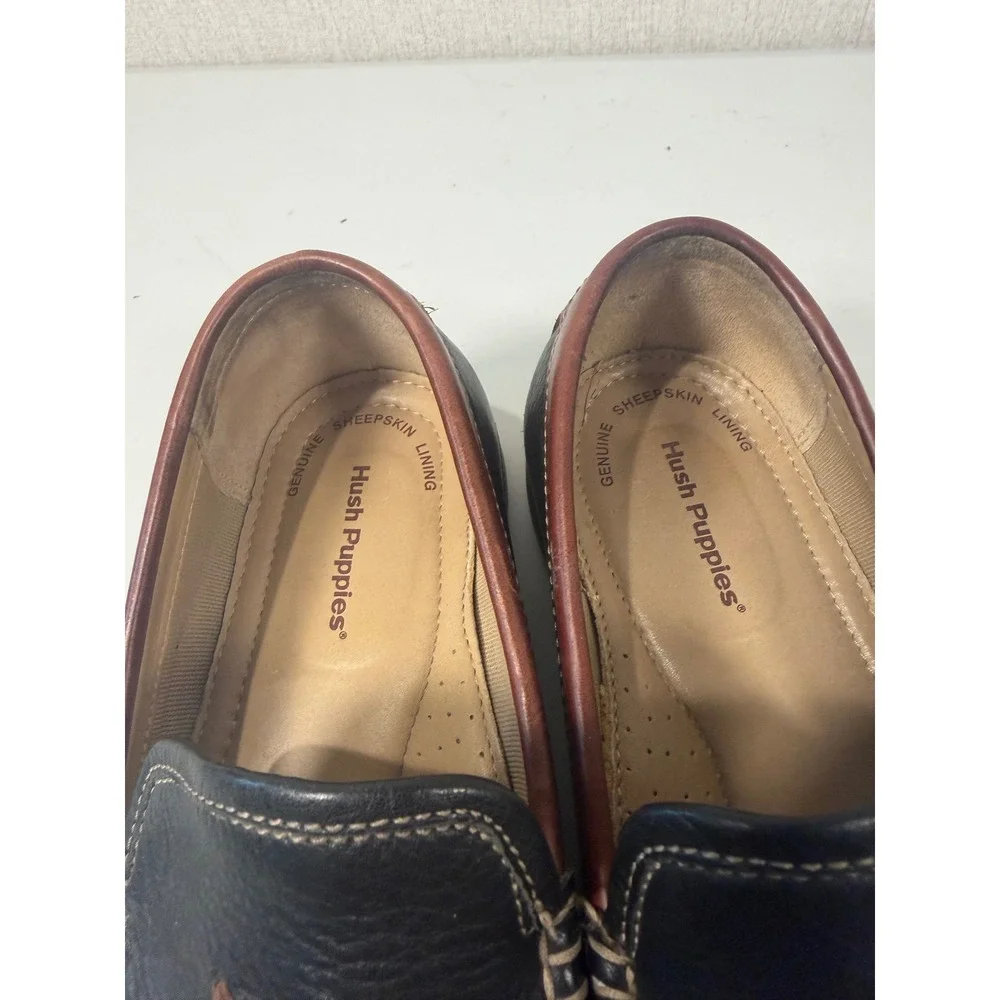 Hush Puppies Mens Leather Tassel Loafers Black Brown H100771 Size 8 M‎